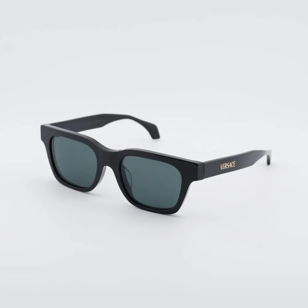 Versace VE4486F GB1/87 Sunglasses Shiny Black Square Frame, Dark Grey Lenses